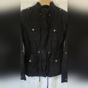 Chocolate Women's Utility Jacket Size Large Black 100% Cotton